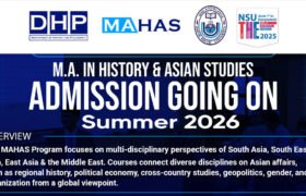 NSU Admission Notice for M.A. in History and Asian Studies Summer 2026