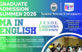 NSU Admission Notice for MA in English Summer 2026