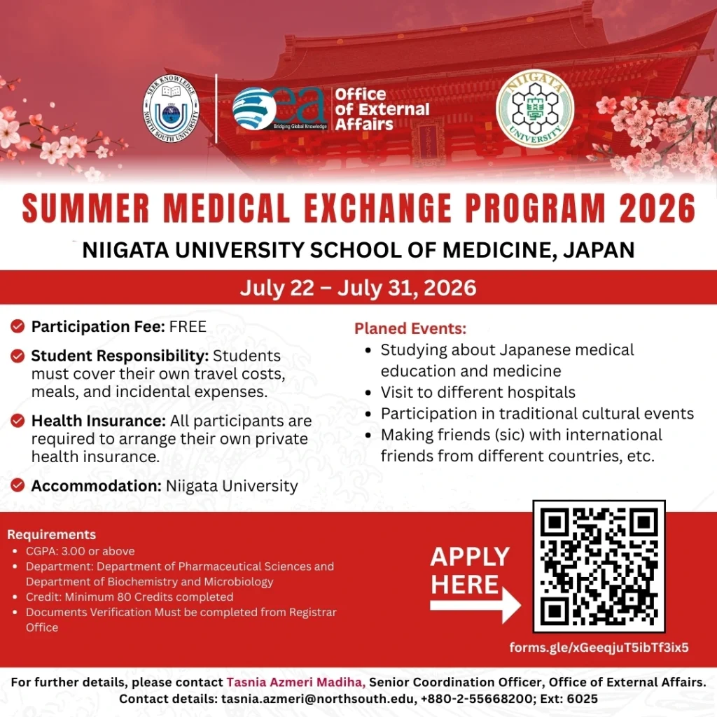NSU Students Invited to Prestigious 2026 Medical Exchange in Japan